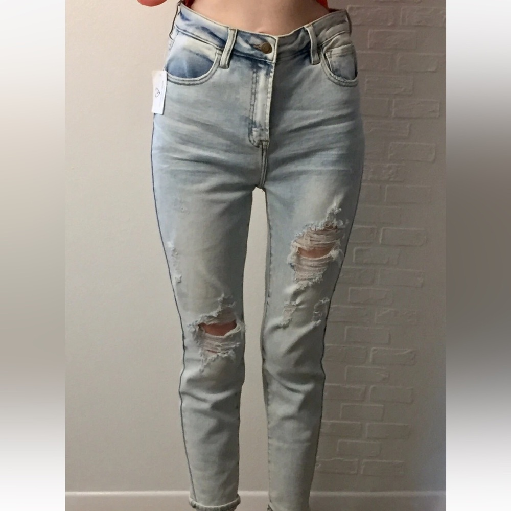 Windsor Denim Light Wash Distressed Skinny Jeans